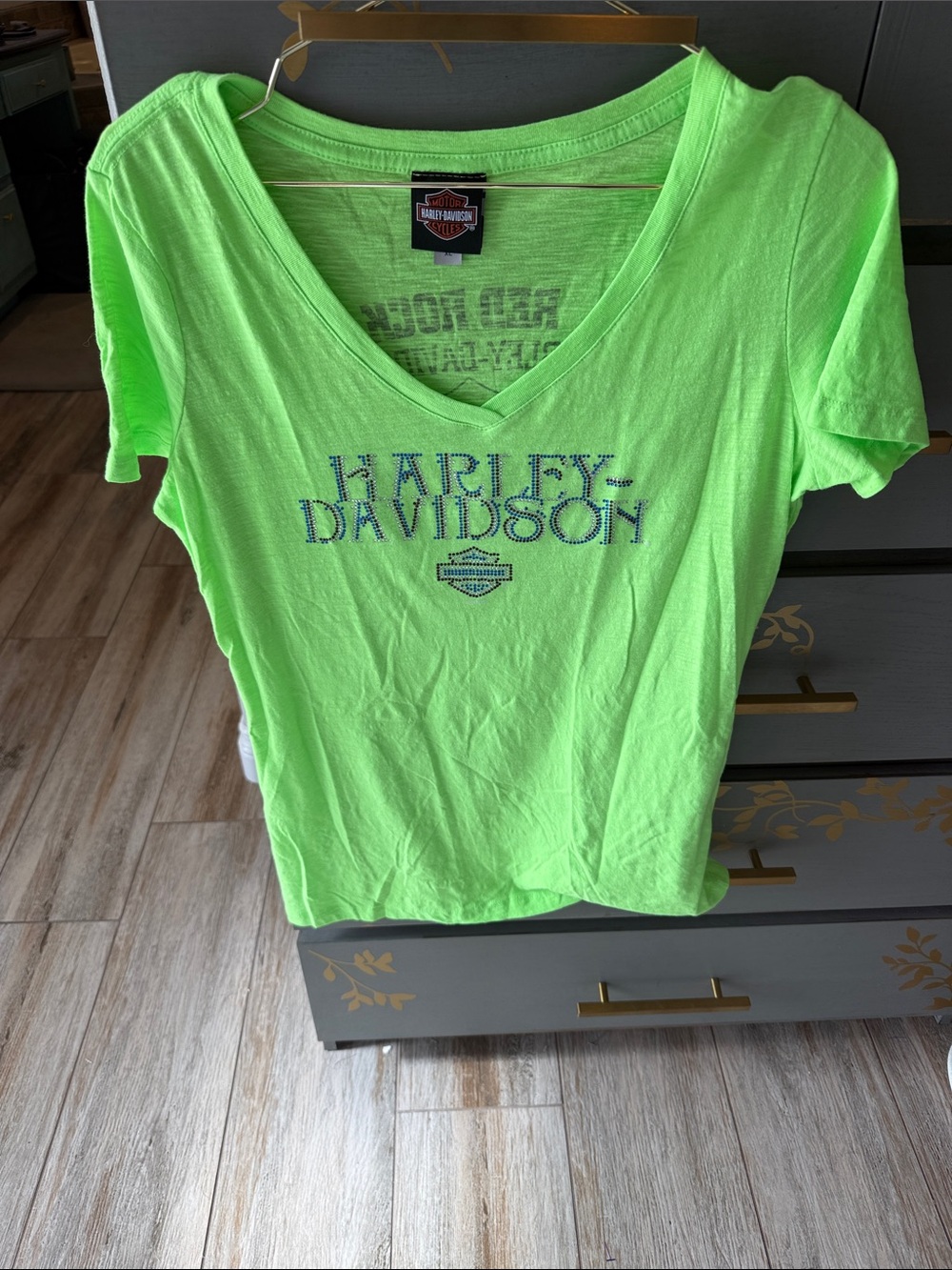 Harley-Davidson Neon Lime V-Neck Logo Tee